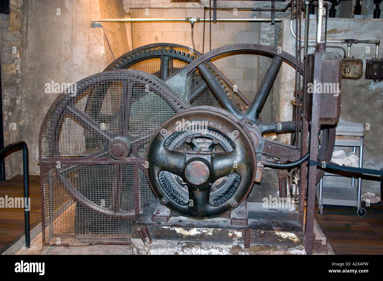 Gears and wheels that turned the flour milling machines. Mill City Museum Minneapolis Minnesota USA Stock Photo