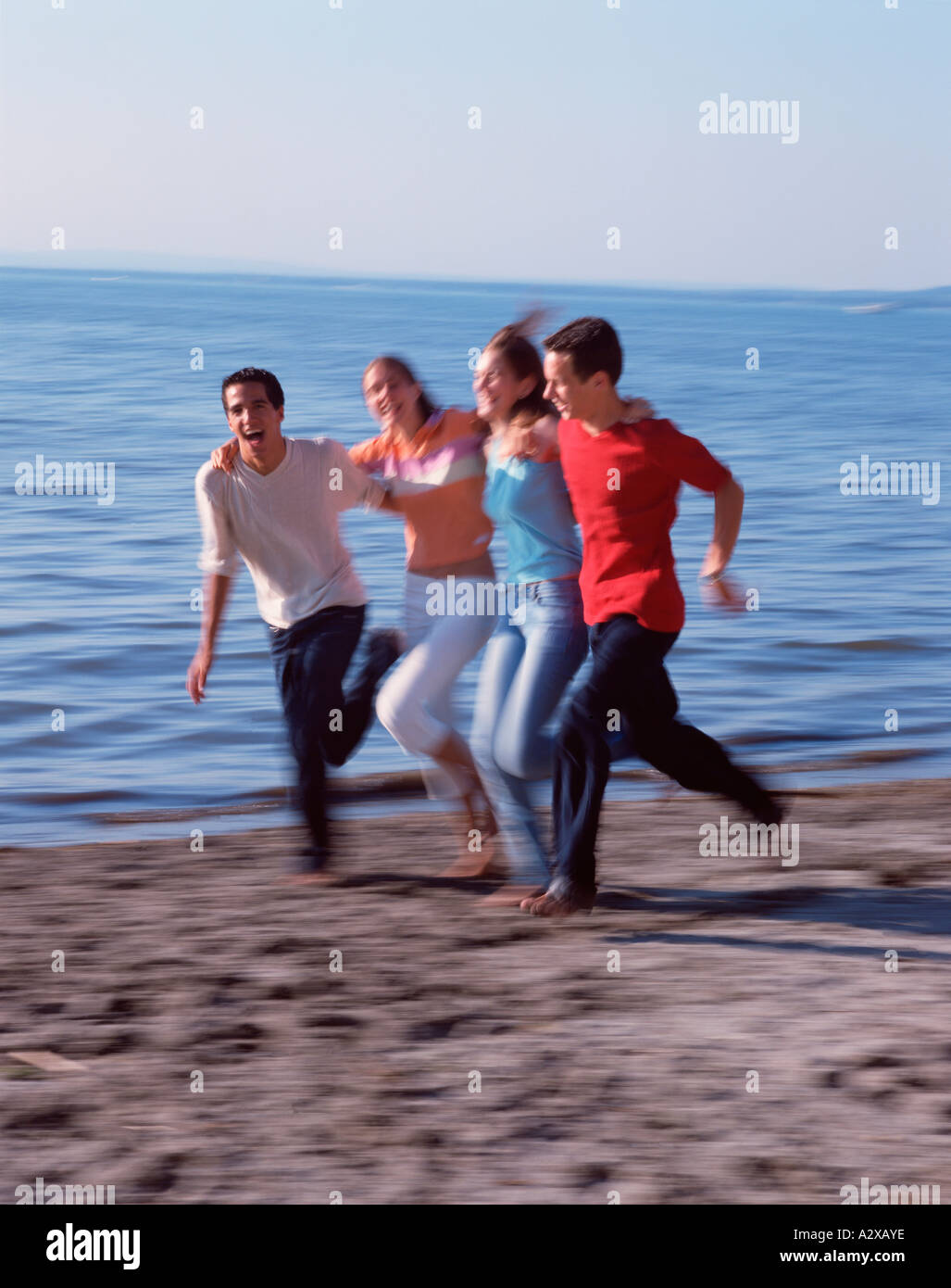 Group people running young hi-res stock photography and images - Alamy