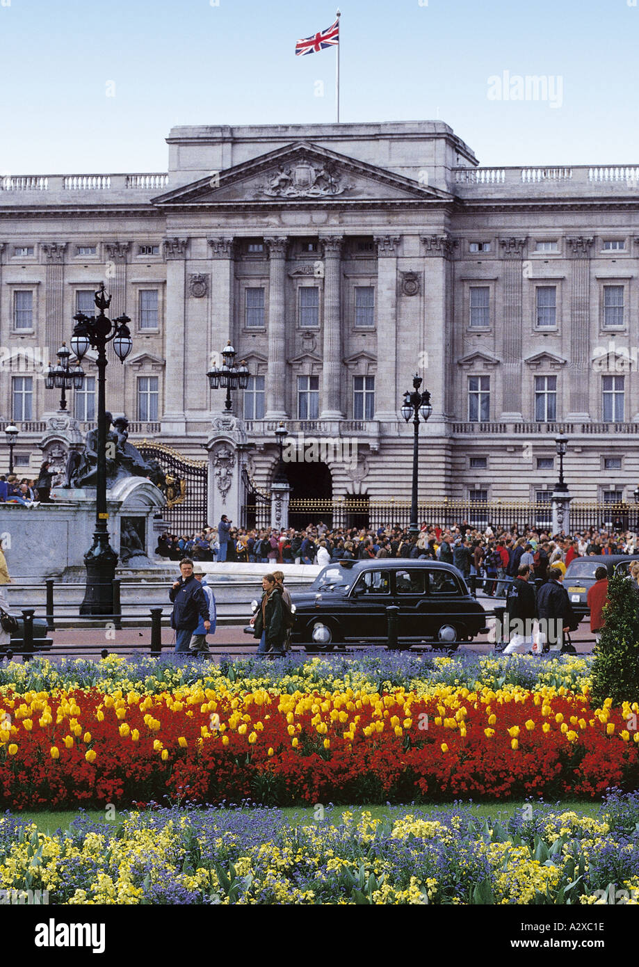 Front Elevation of Buckingham Palace Royal Residence of Her Majesty Queen Elizabeth II London Stock Photo
