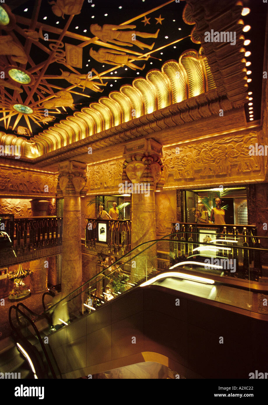 Escalators at the Egyptian Hall Harrods Kinghtsbridge London Stock
