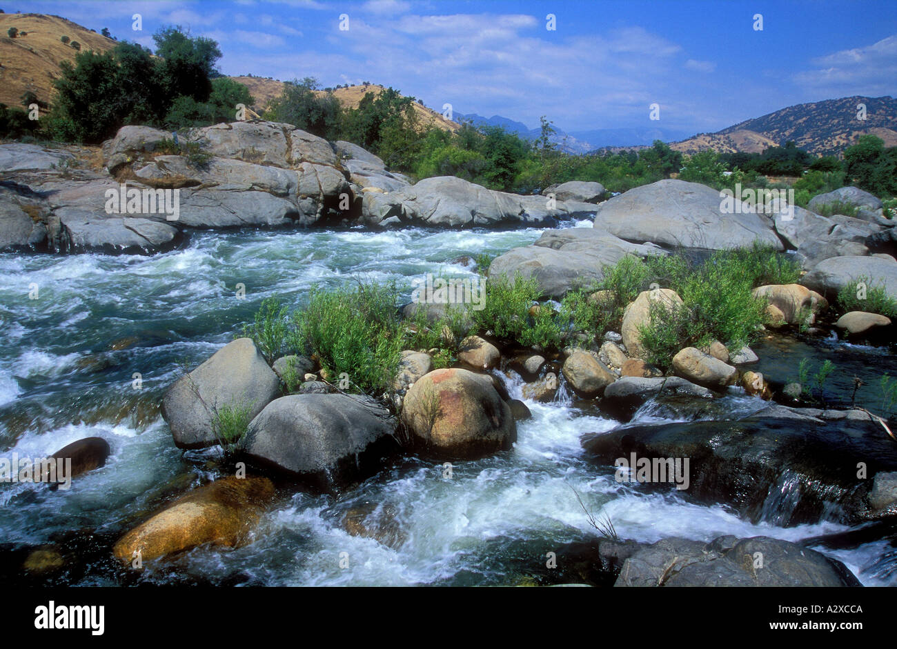 White water at Three Rivers near Sequoia National Park California USA Stock Photo