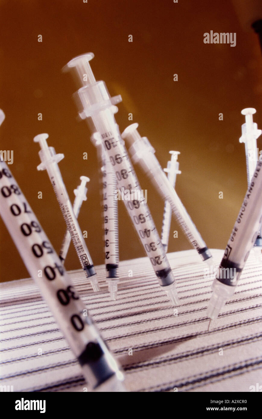 Still life of hypodermic syringes Stock Photo Alamy