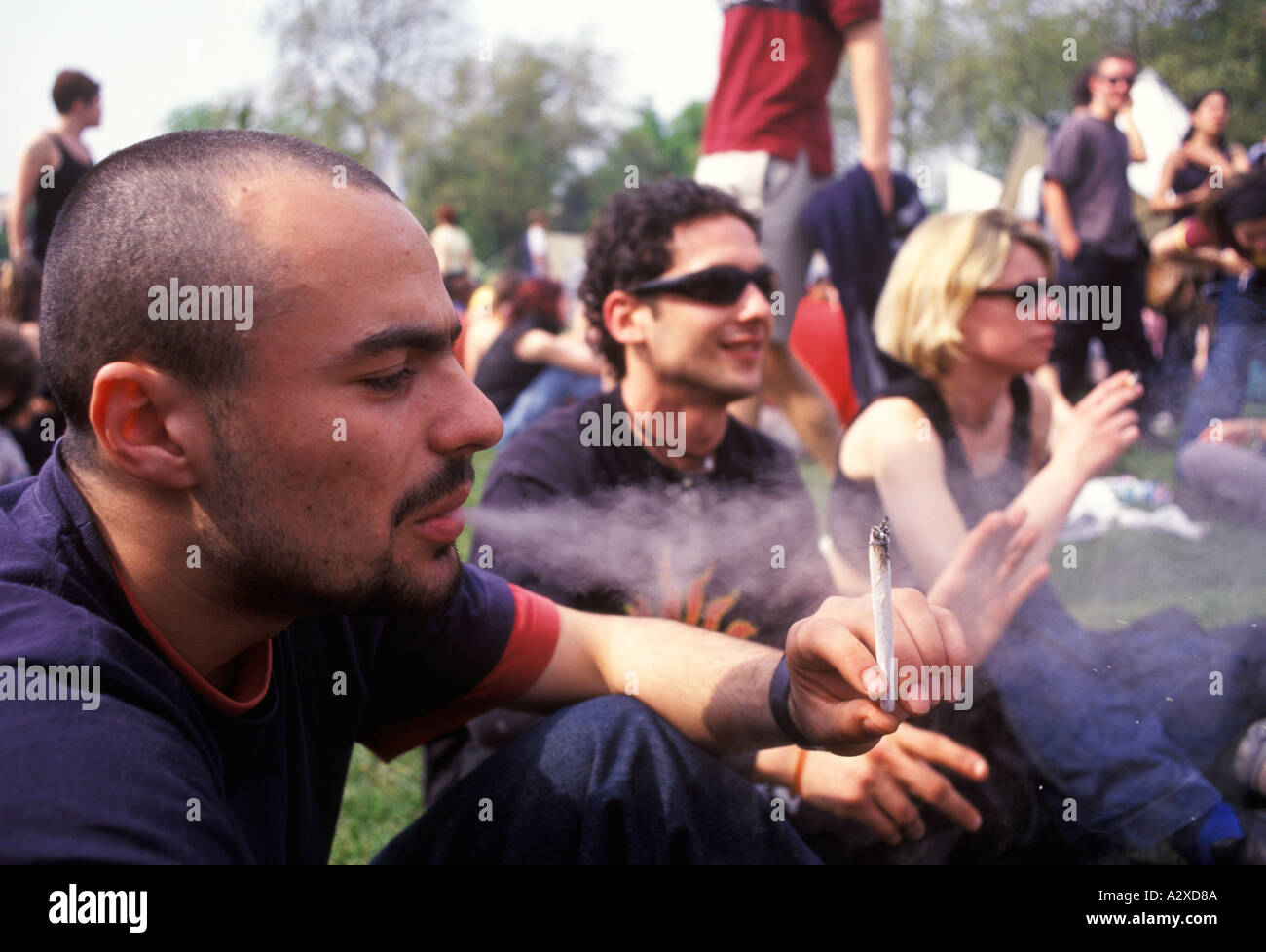 Legalise cannabis rally and march Brixton to Clapham Common London England 1980s 80s HOMER SYKES Stock Photo