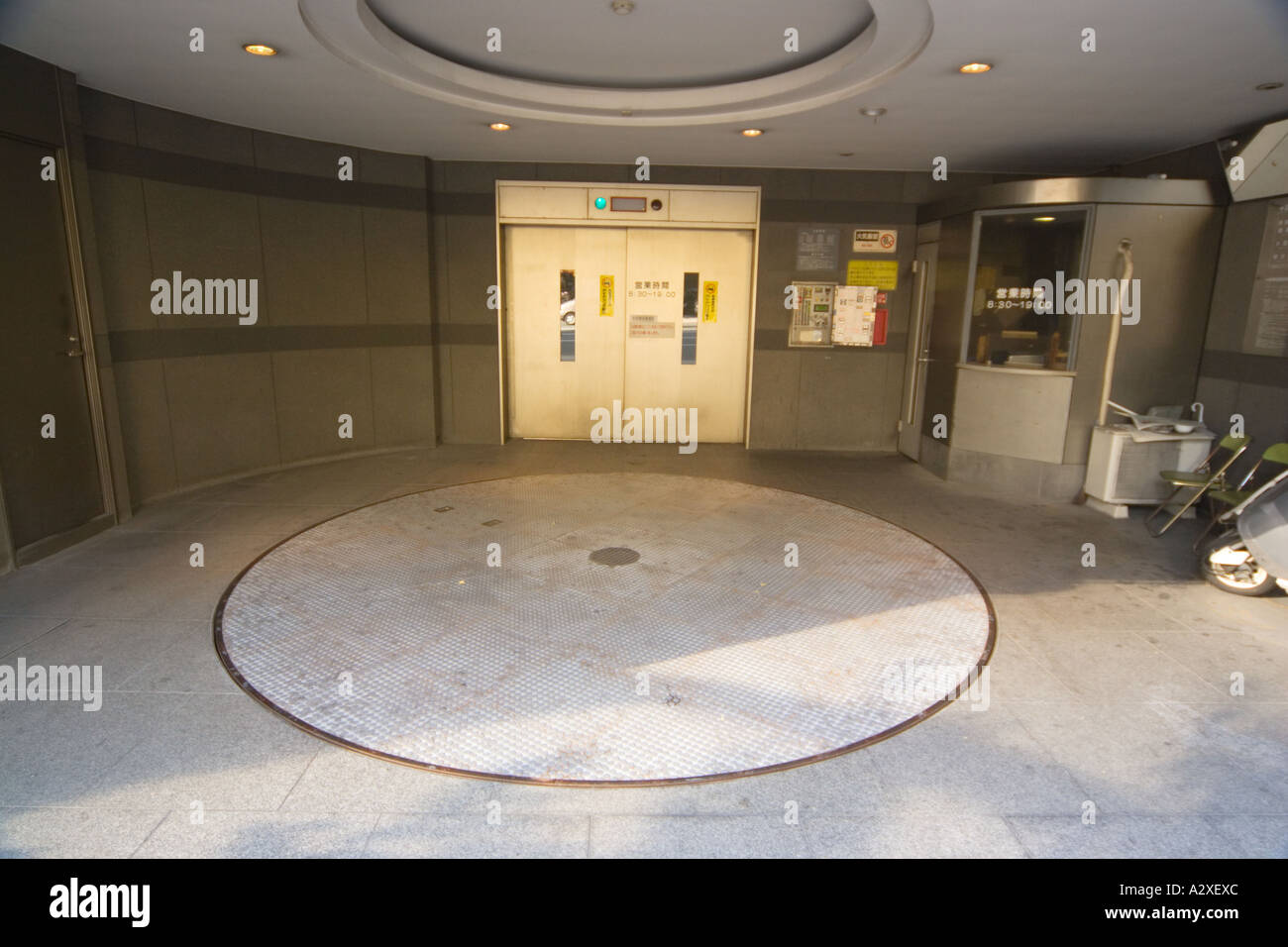 Tokyo Japan Akihabara Car park entrance with lift to parking area and