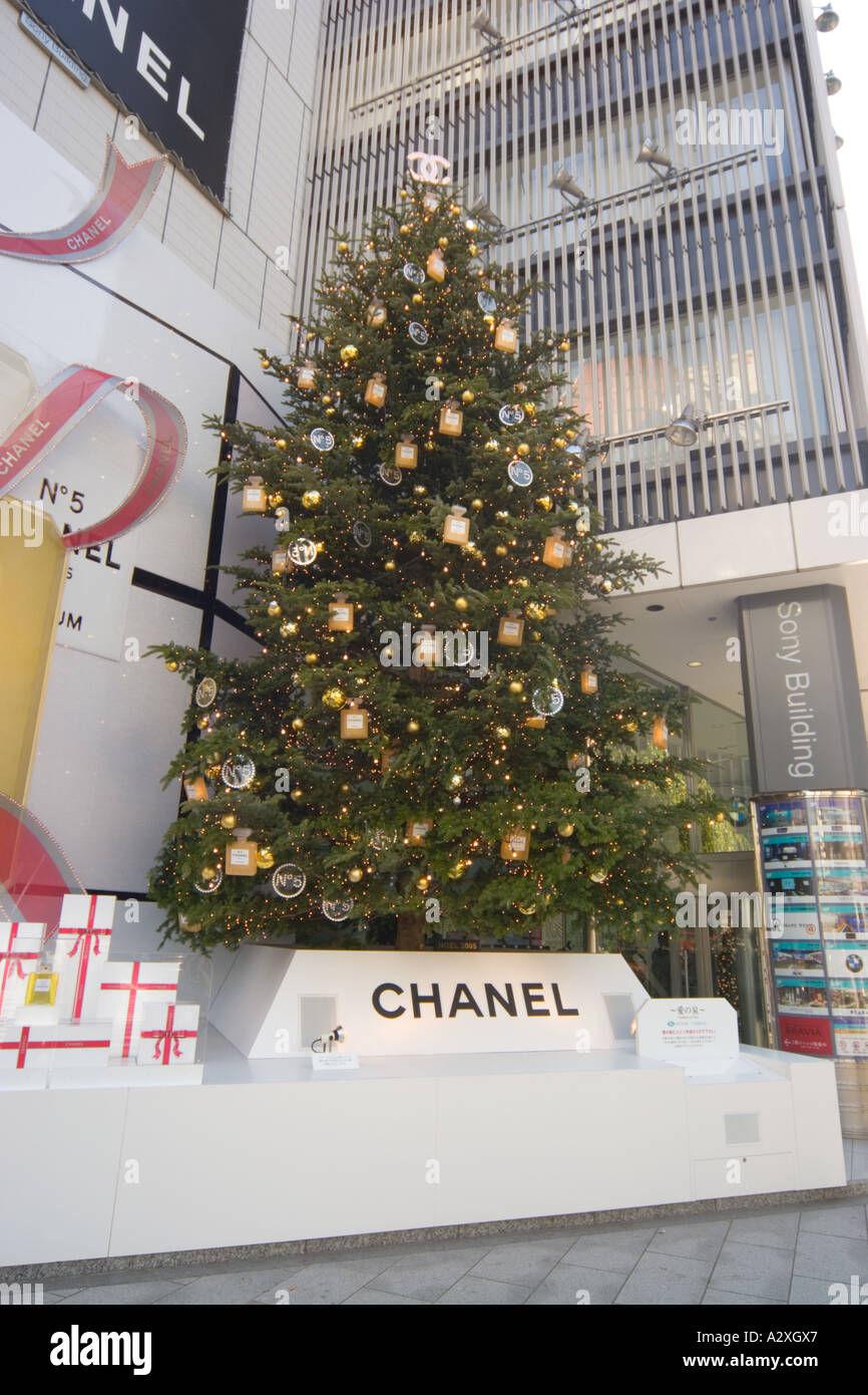 Tokyo Japan Ginza Chanel christmas tree outside the Sony building