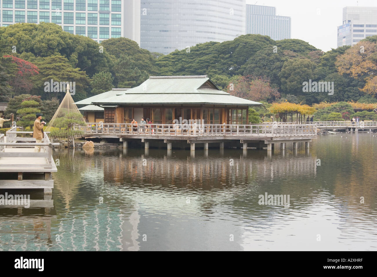 Tokyo Japan Hamarikyu Garden Near The Sumida River Japanese Tea House Stock Photo Alamy