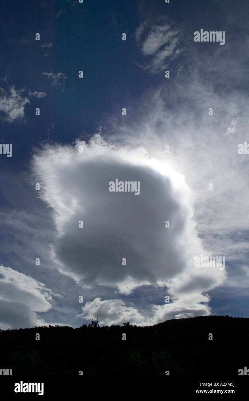 Cumulus Cloud Above Mountain Ridge, Colorado, USA Stock Photo