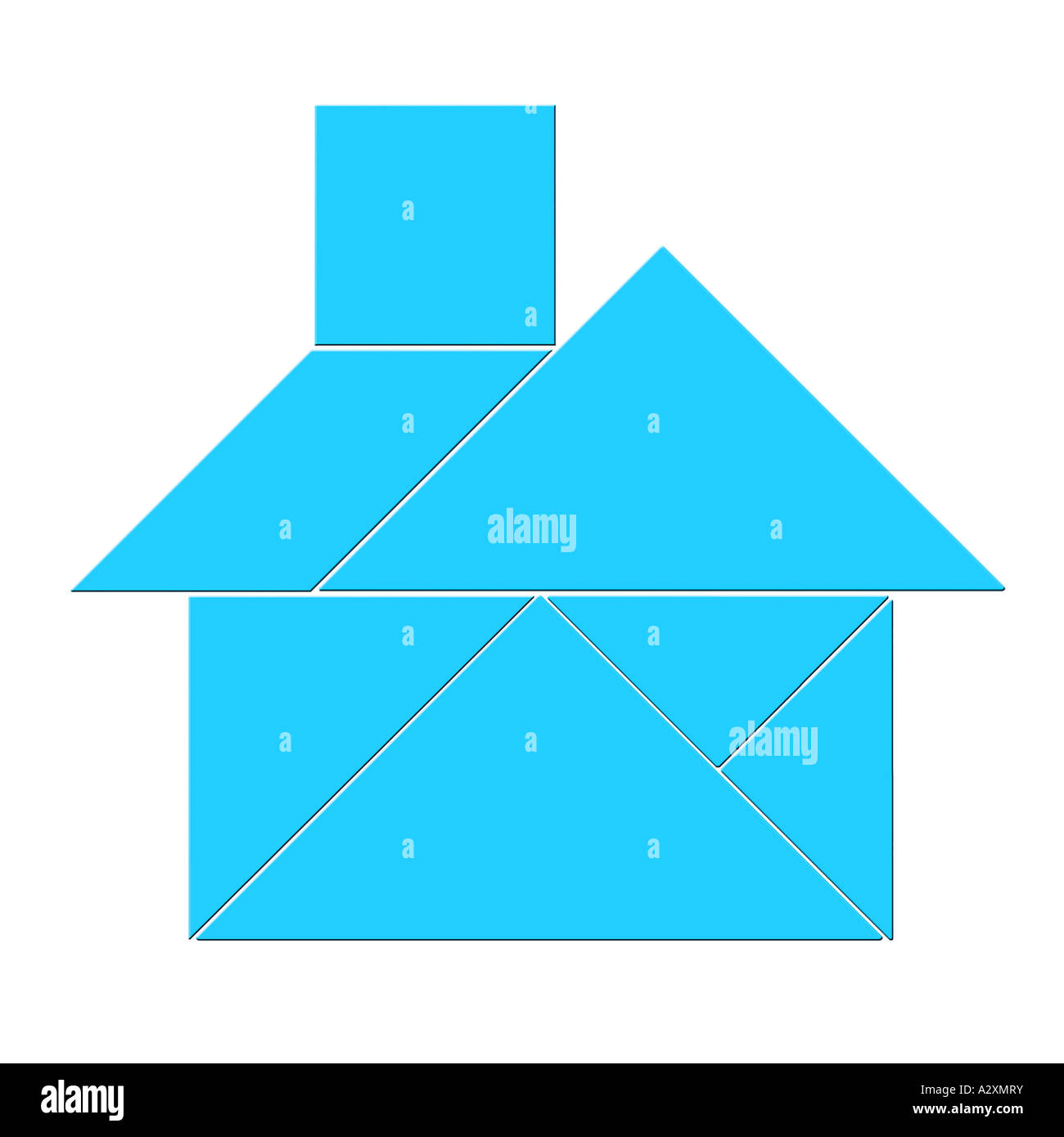A house made of Tangram pieces Stock Photo