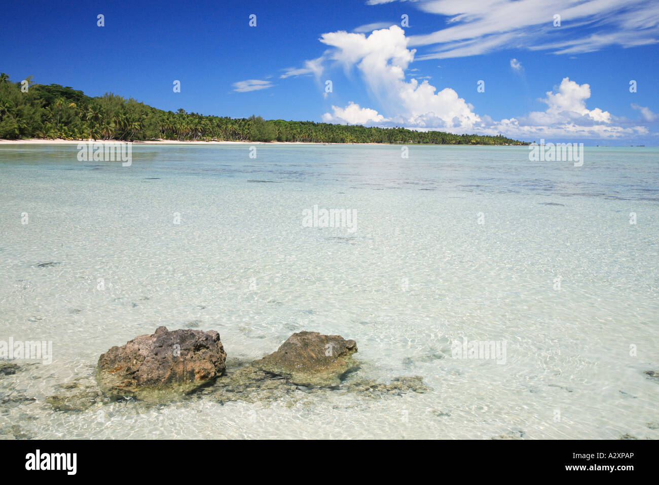 Rocks on beach Raratonga Cook islands Polynesia Pacific Stock Photo
