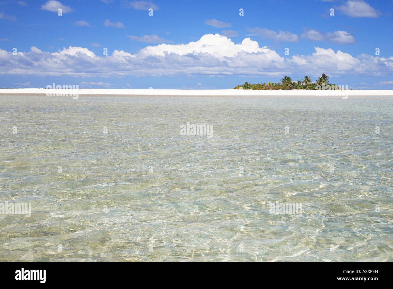 Desert Island in Aitutaki Lagoon Cook islands Polynesia Pacific Stock Photo