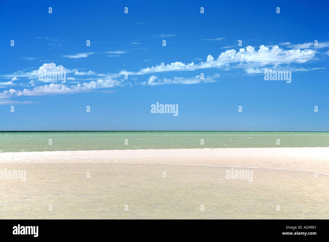 White beach sand bar West Australia Monkey Mia Shark Bay Stock Photo