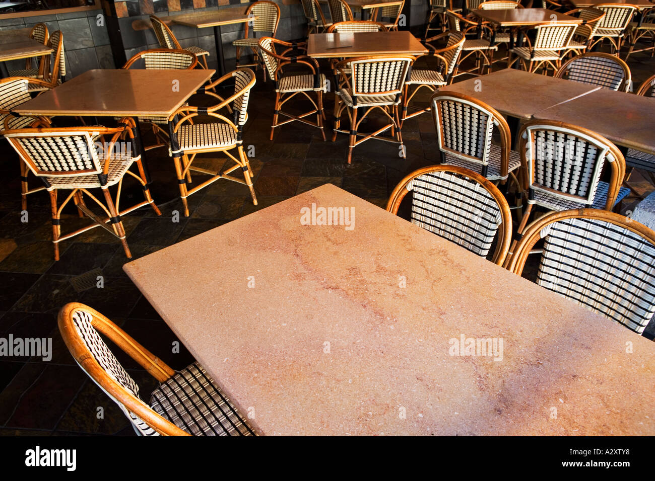 RESTAURANT TABLES AND CHAIRS Stock Photo Alamy