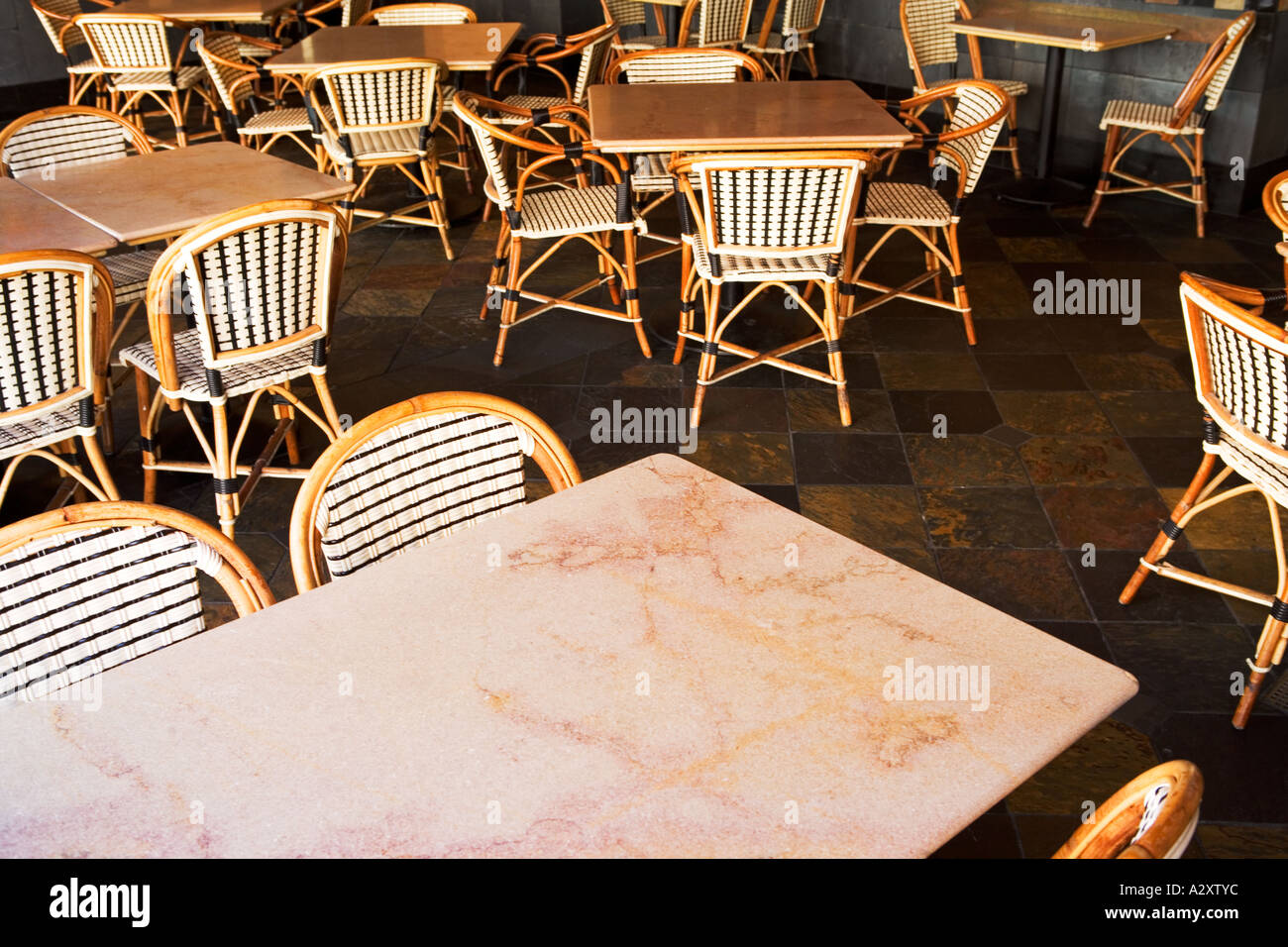 RESTAURANT TABLES AND CHAIRS Stock Photo Alamy