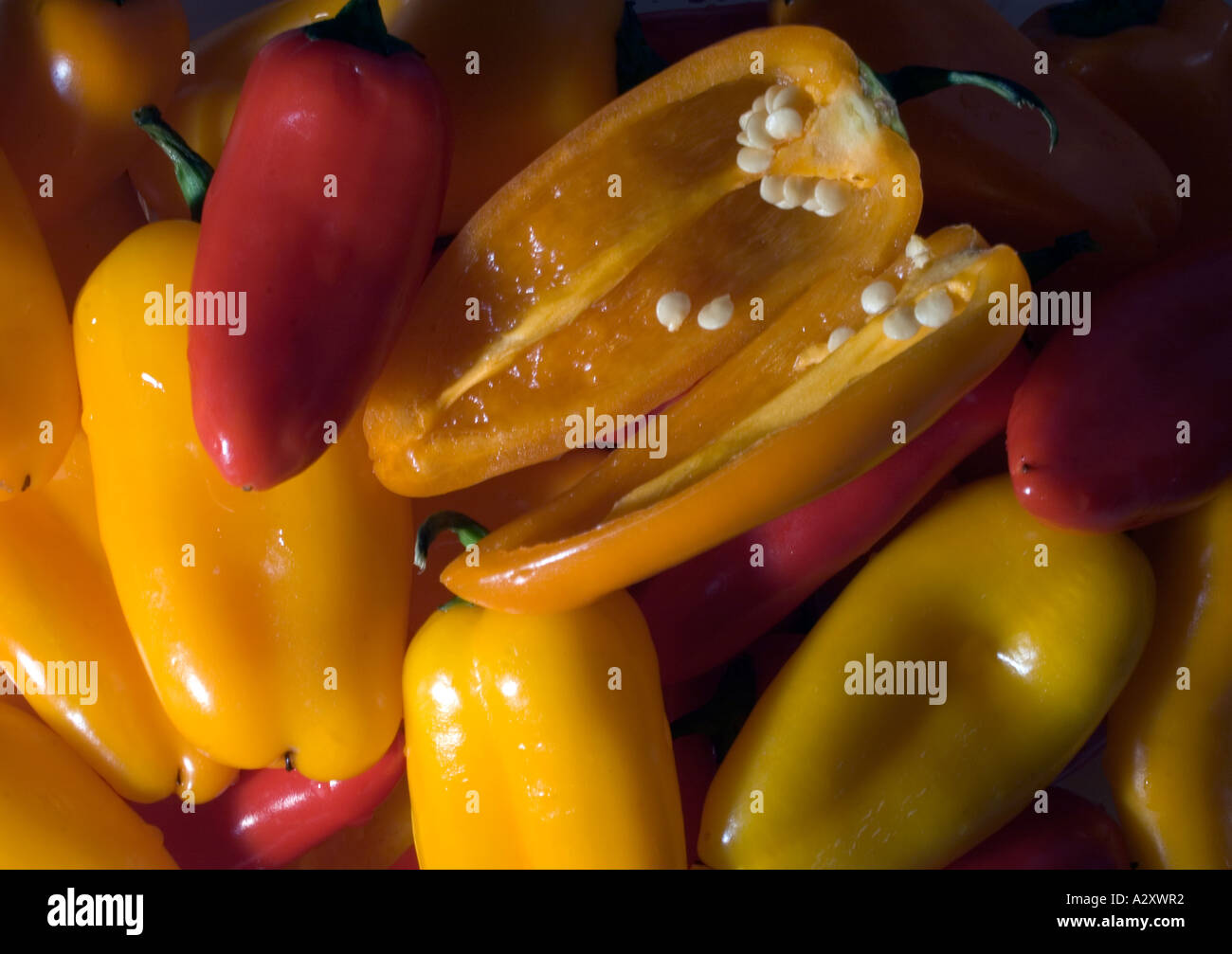 Mini sweet Bell Peppers macro closeup Stock Photo Alamy
