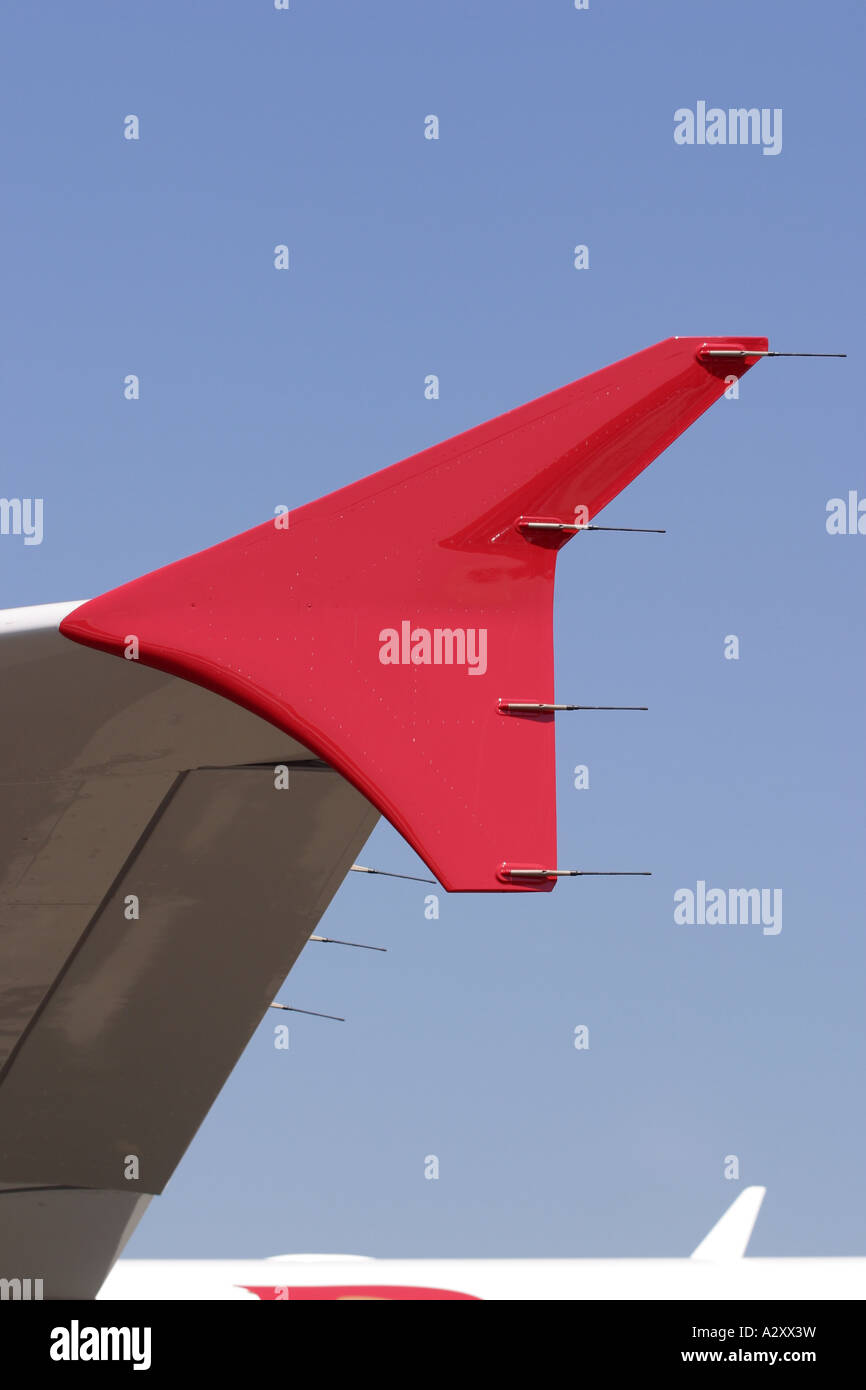 Jet airplane airliner wingtip winglet with anti static discharger Stock
