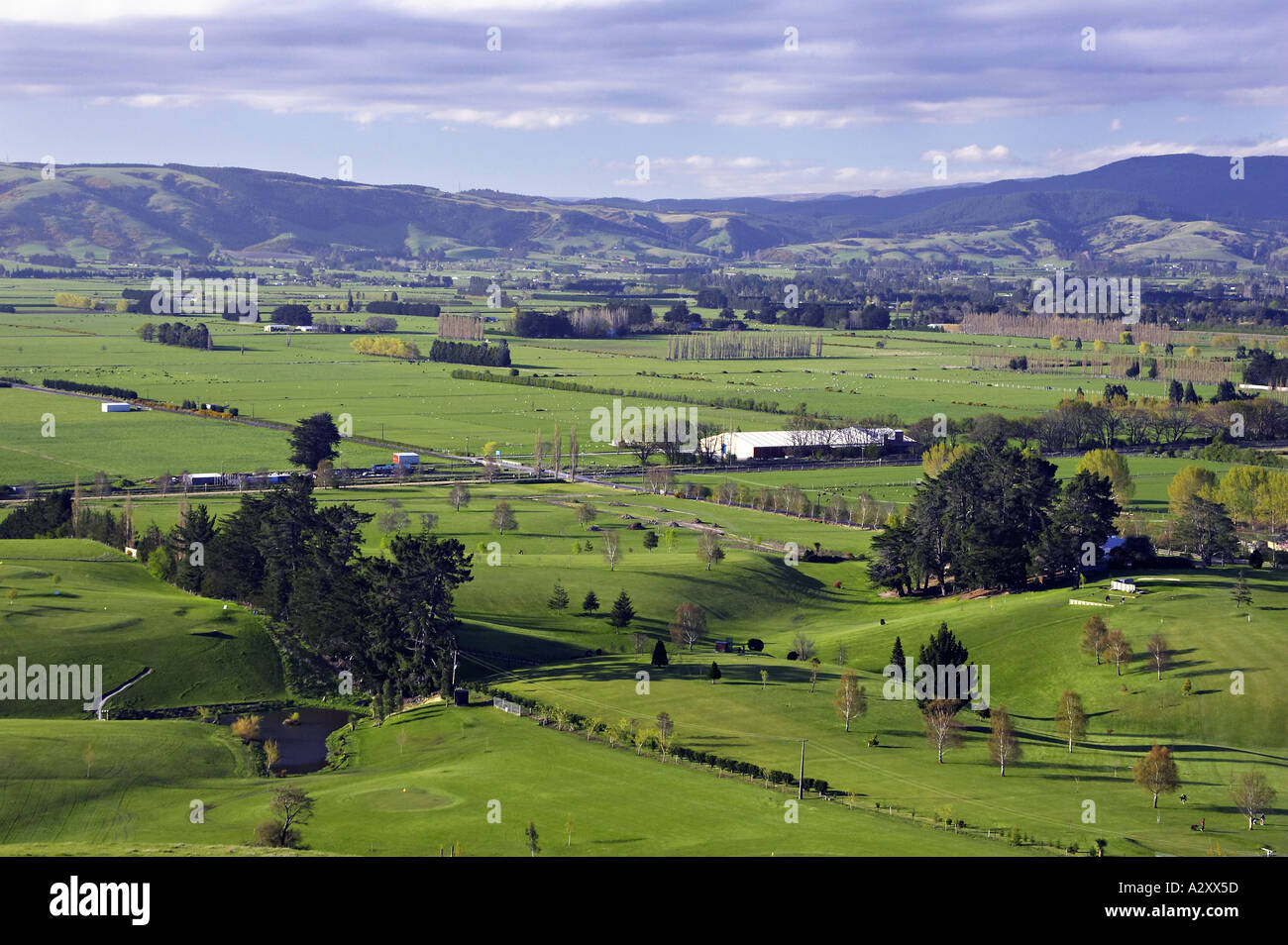 Golf Course Taieri Plain near Dunedin South Island New Zealand Stock