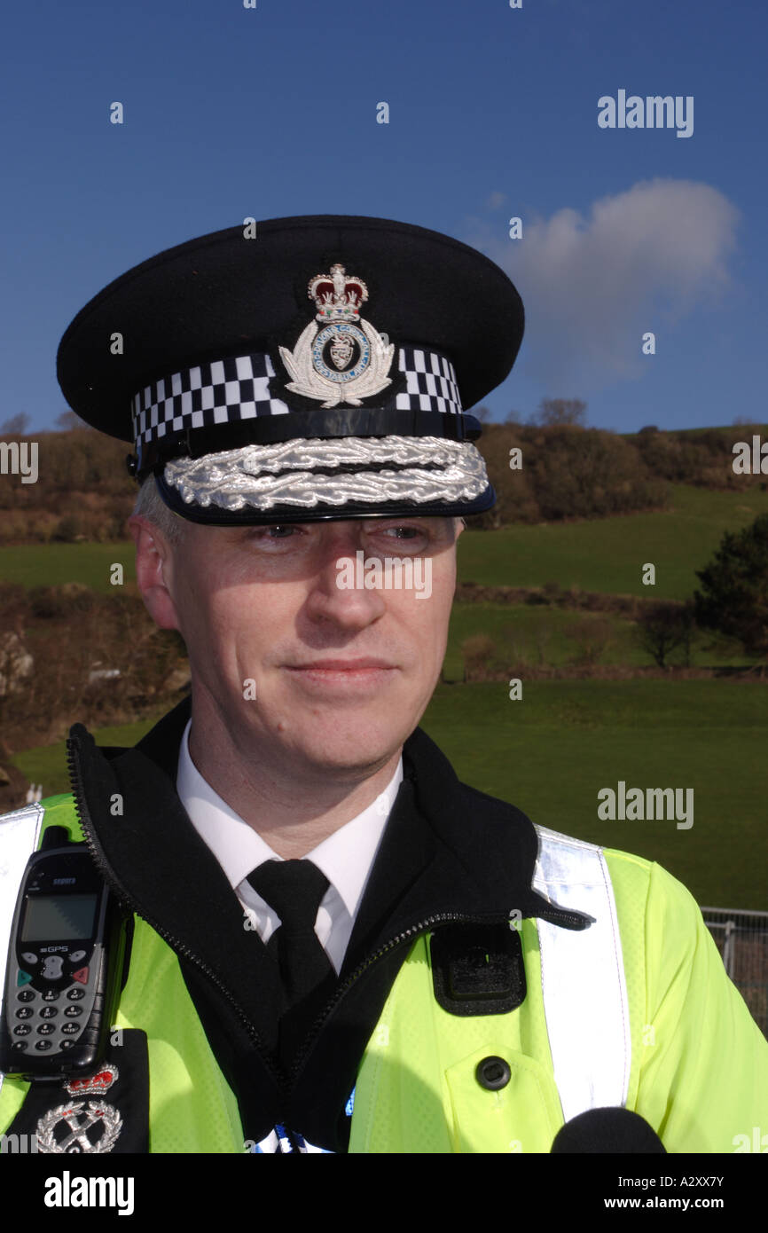 Chief Constable Stephen Otter of the Devon and Cornwall Constabulary visits Branscombe beach Devon January 2007 Stock Photo