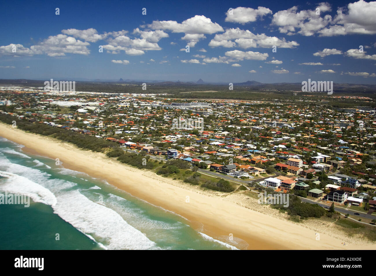 Beach at Buddina Sunshine Coast Queensland Australia aerial Stock Photo -  Alamy