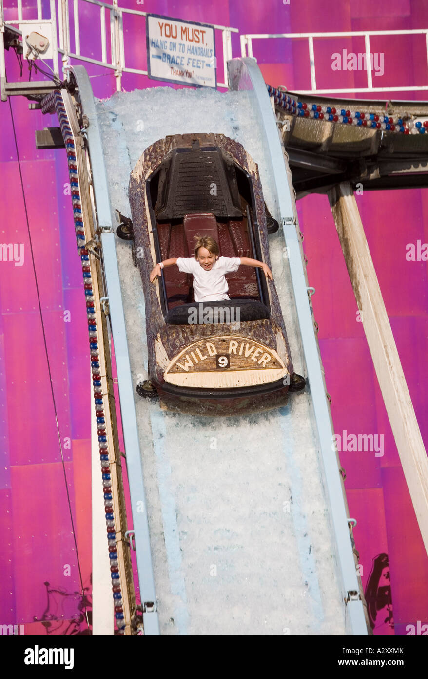 Seattle Center Rides Boy laughing on water ride in amusement park fairground ride Seattle ...