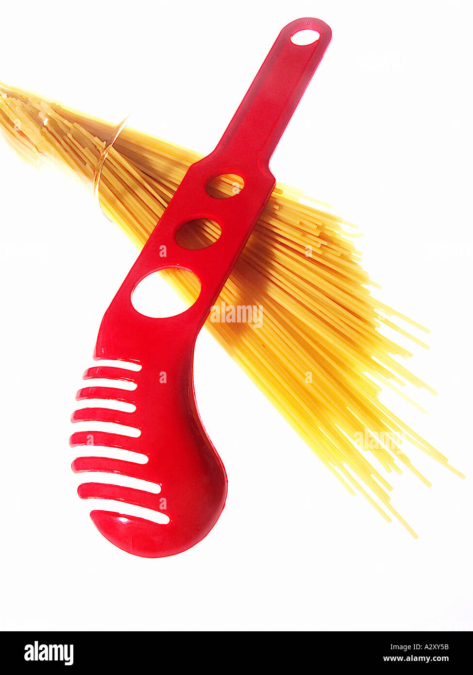 Spaghetti with measuring fork Stock Photo Alamy