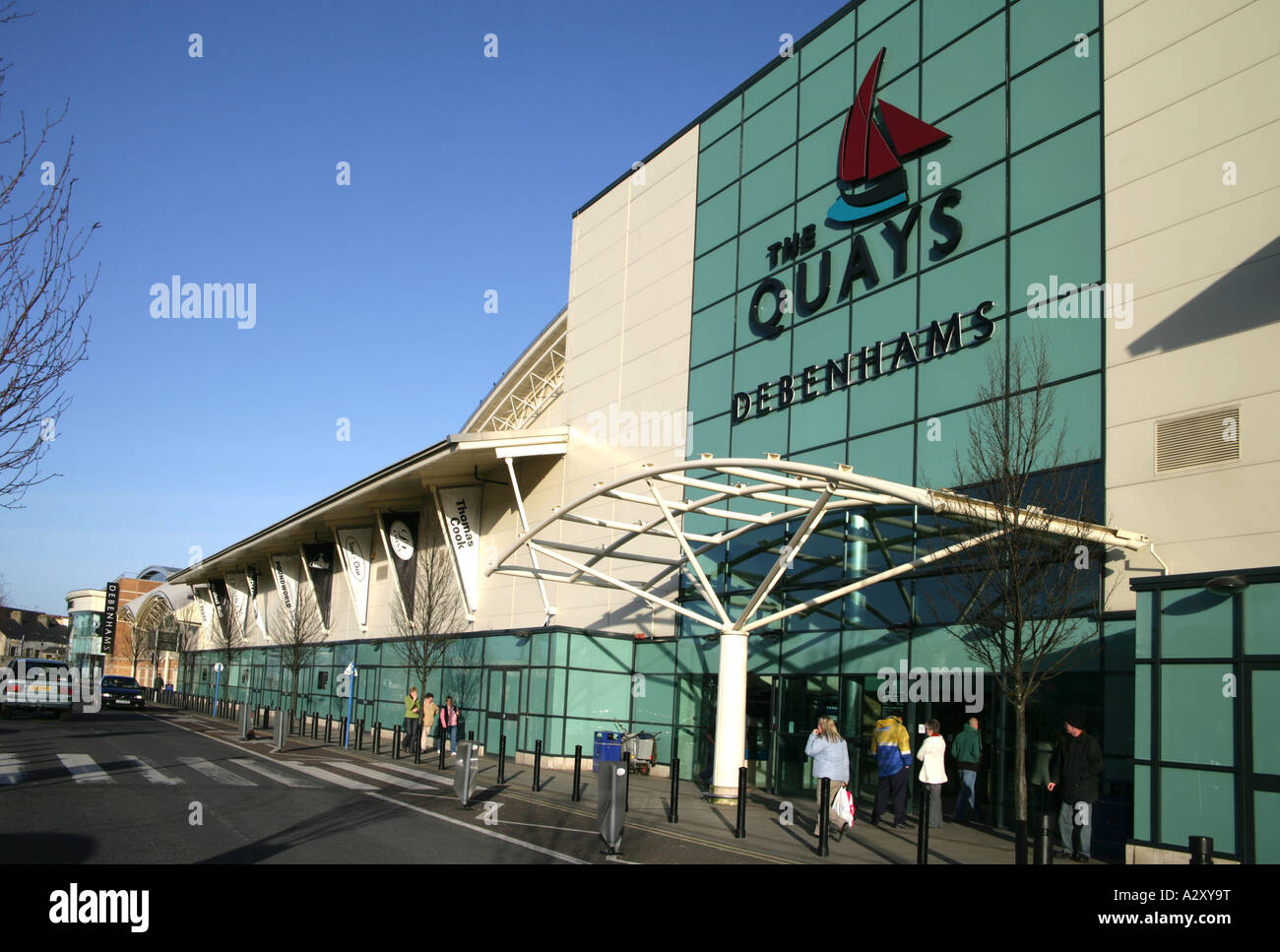 The Quays shopping Mall on the side of the Newry Canal County Down Stock Photo