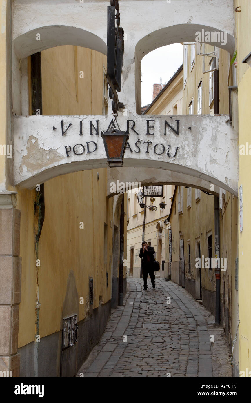 'Vinaren' (wine cellar) in a side alley in the old town of Bratislava