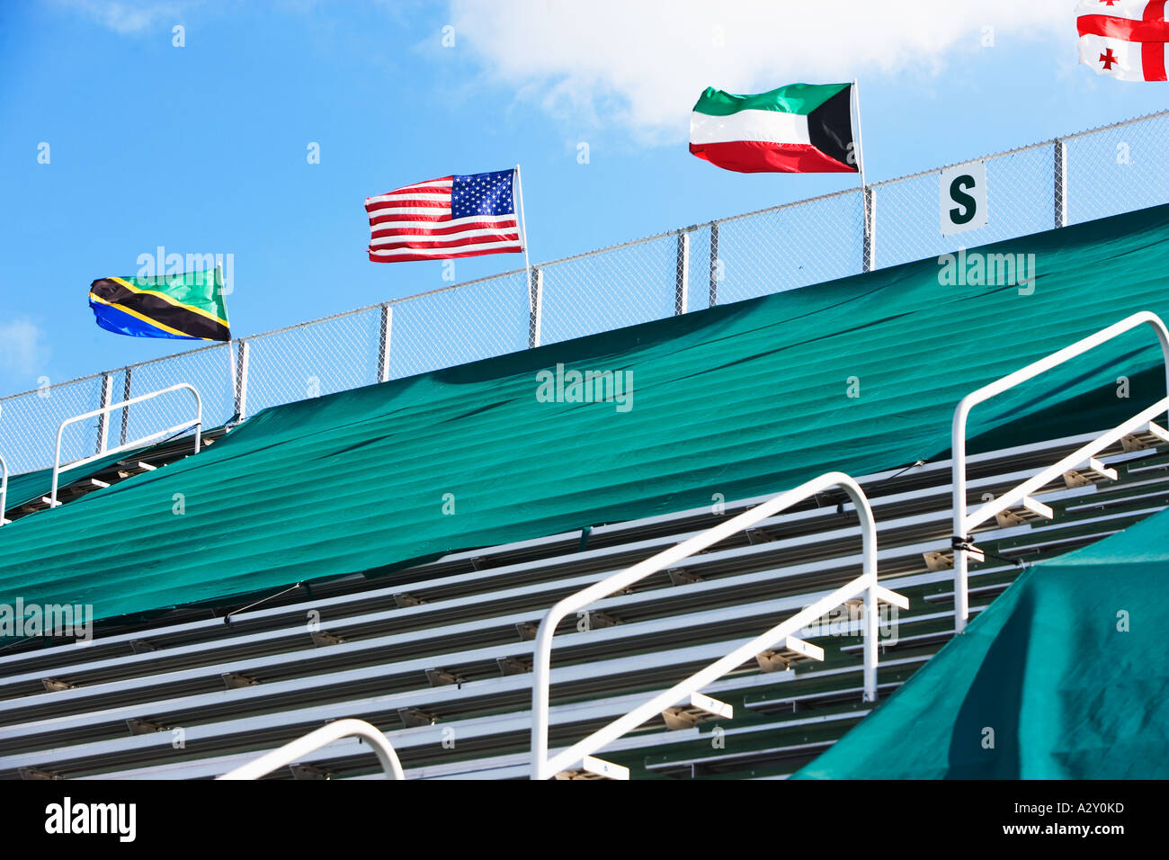 FLAGS AT STADIUM Stock Photo - Alamy