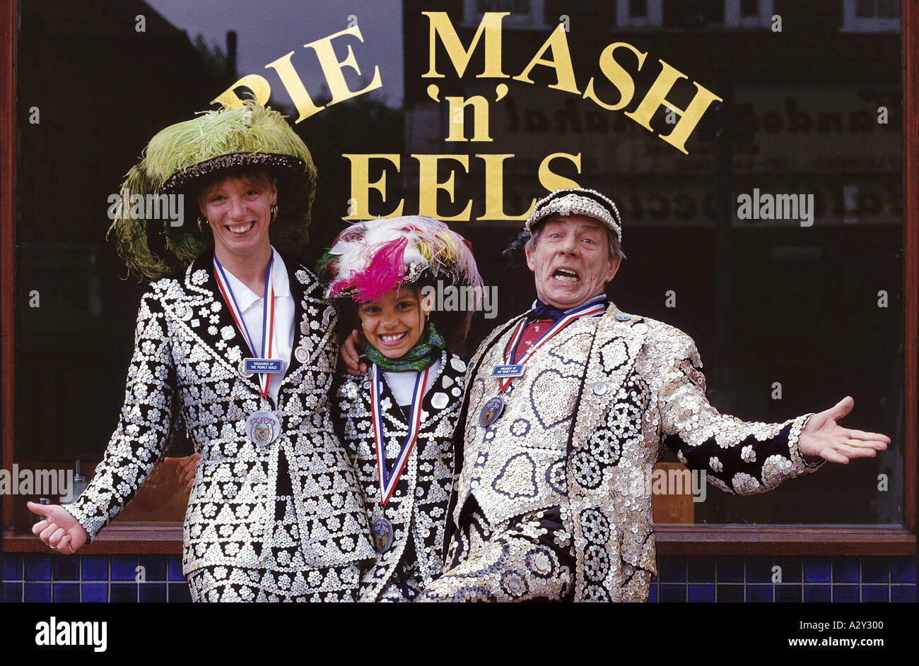 Pearly King Queen and Princess Stock Photo