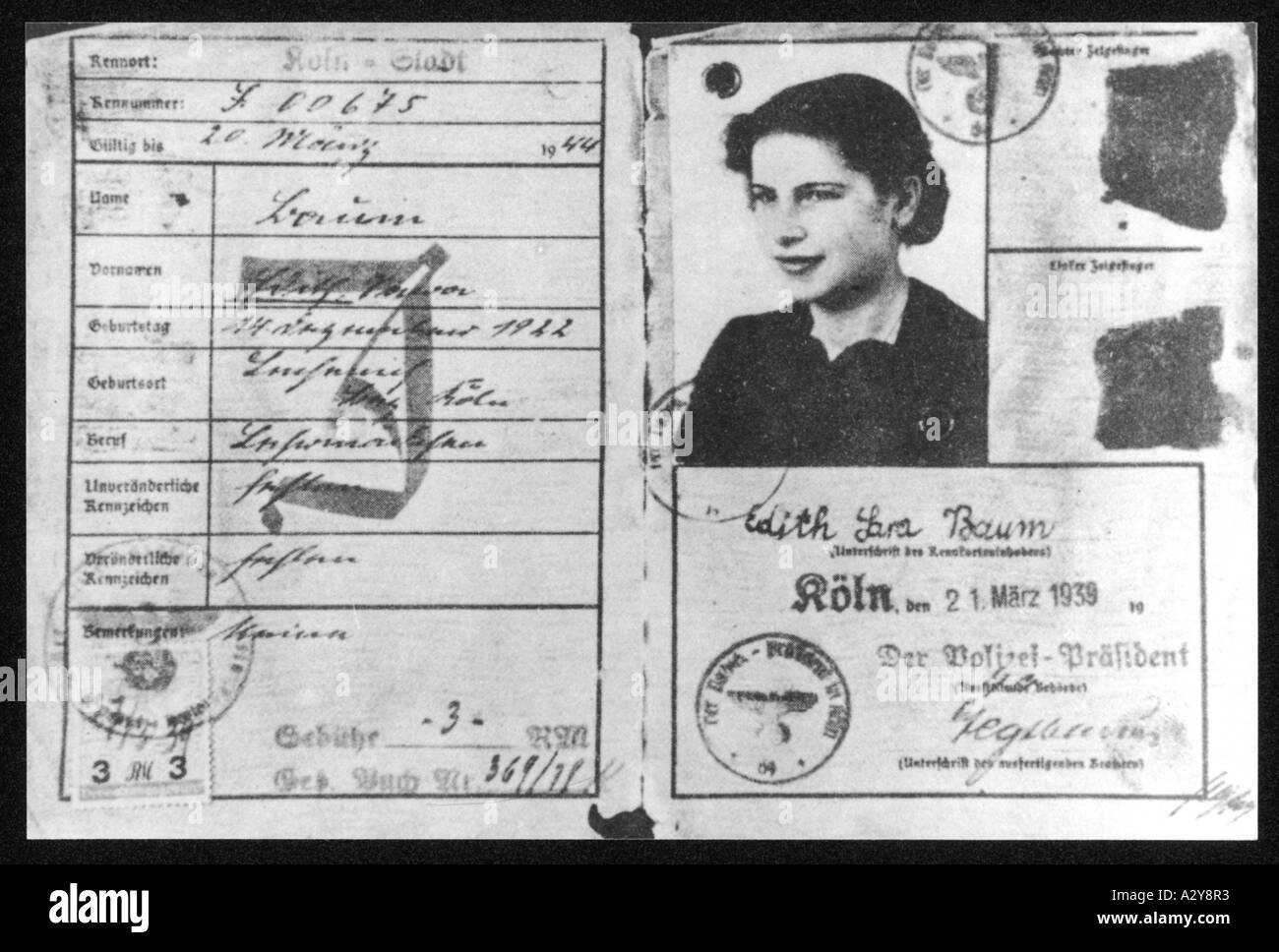Jewish Passport Stock Photo