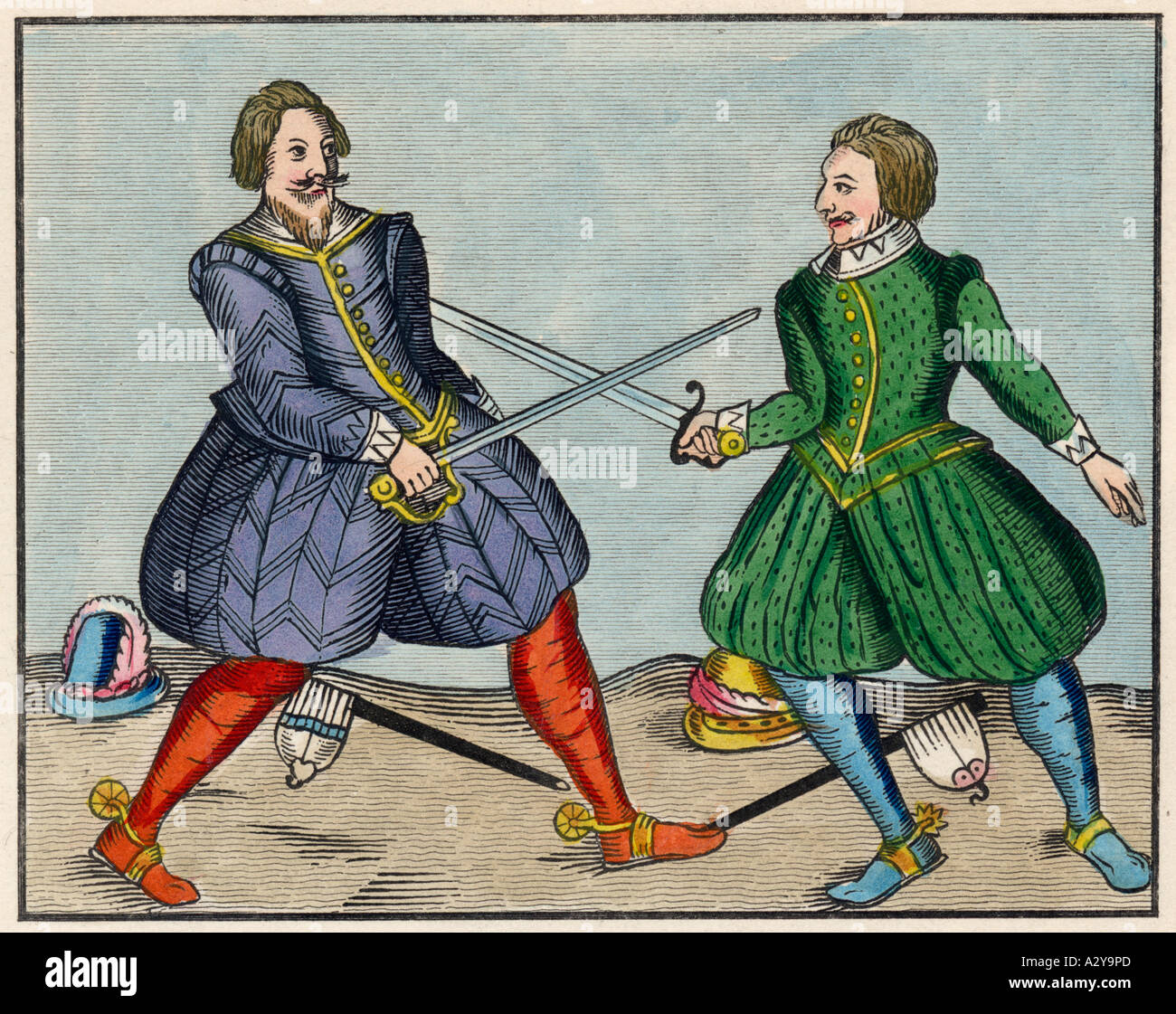 English Gents Duelling Stock Photo