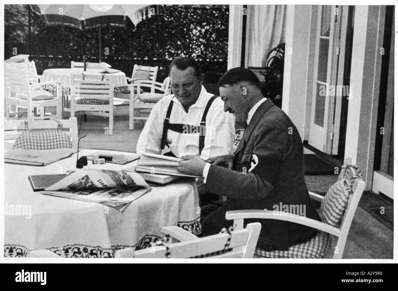 Hitler Goering Confer Stock Photo