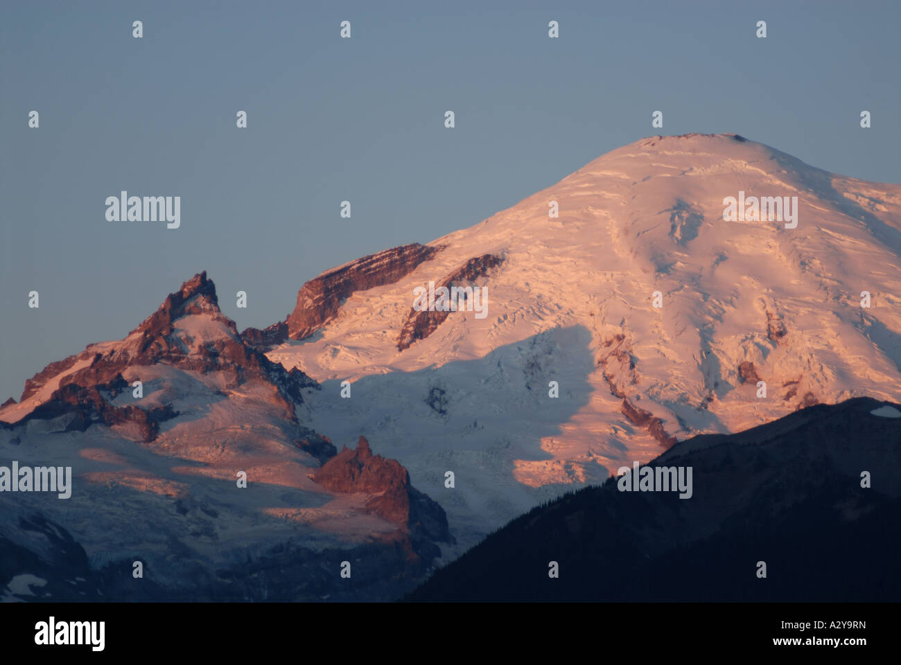 Rainer Shadow Mt. Rainier at sunrise, Washington State, U.S.A Stock Photo - Alamy