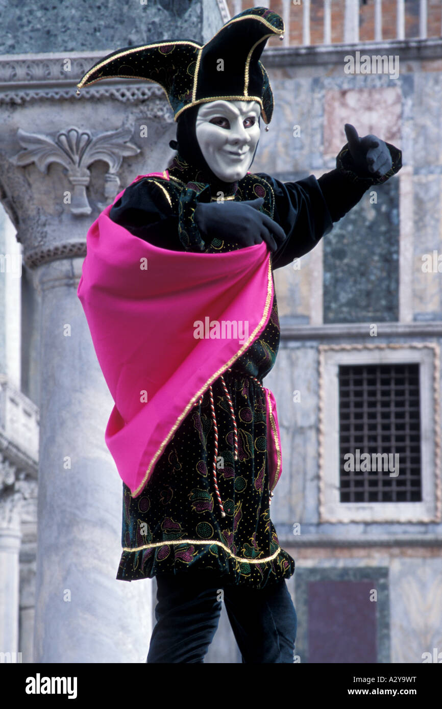 A Joker Entertains the Crowd below in St. Mark's Square for Carnevale in  Venice, Italy Stock Photo - Alamy