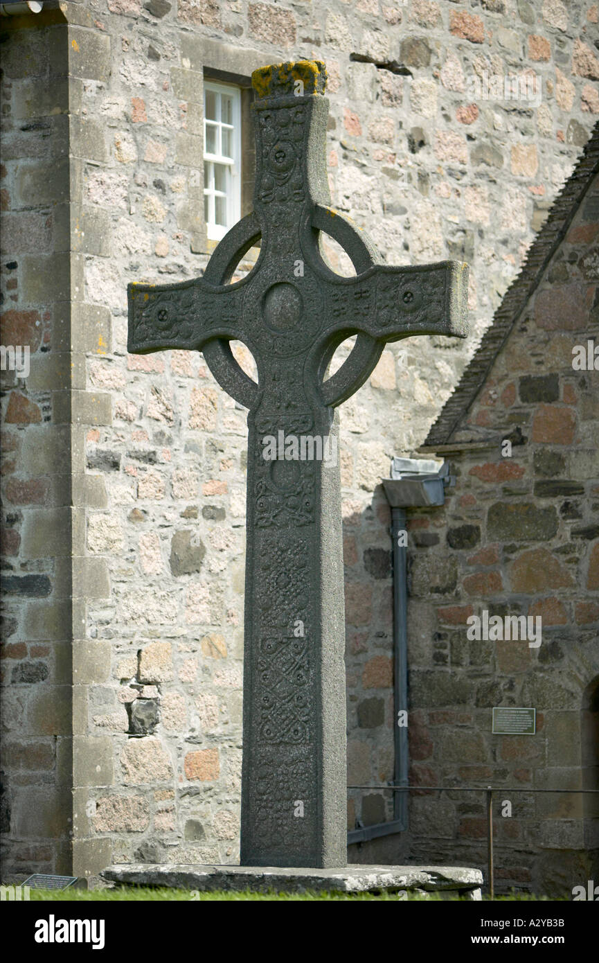 St Johns Cross, Iona Abbey, Scotland Stock Photo