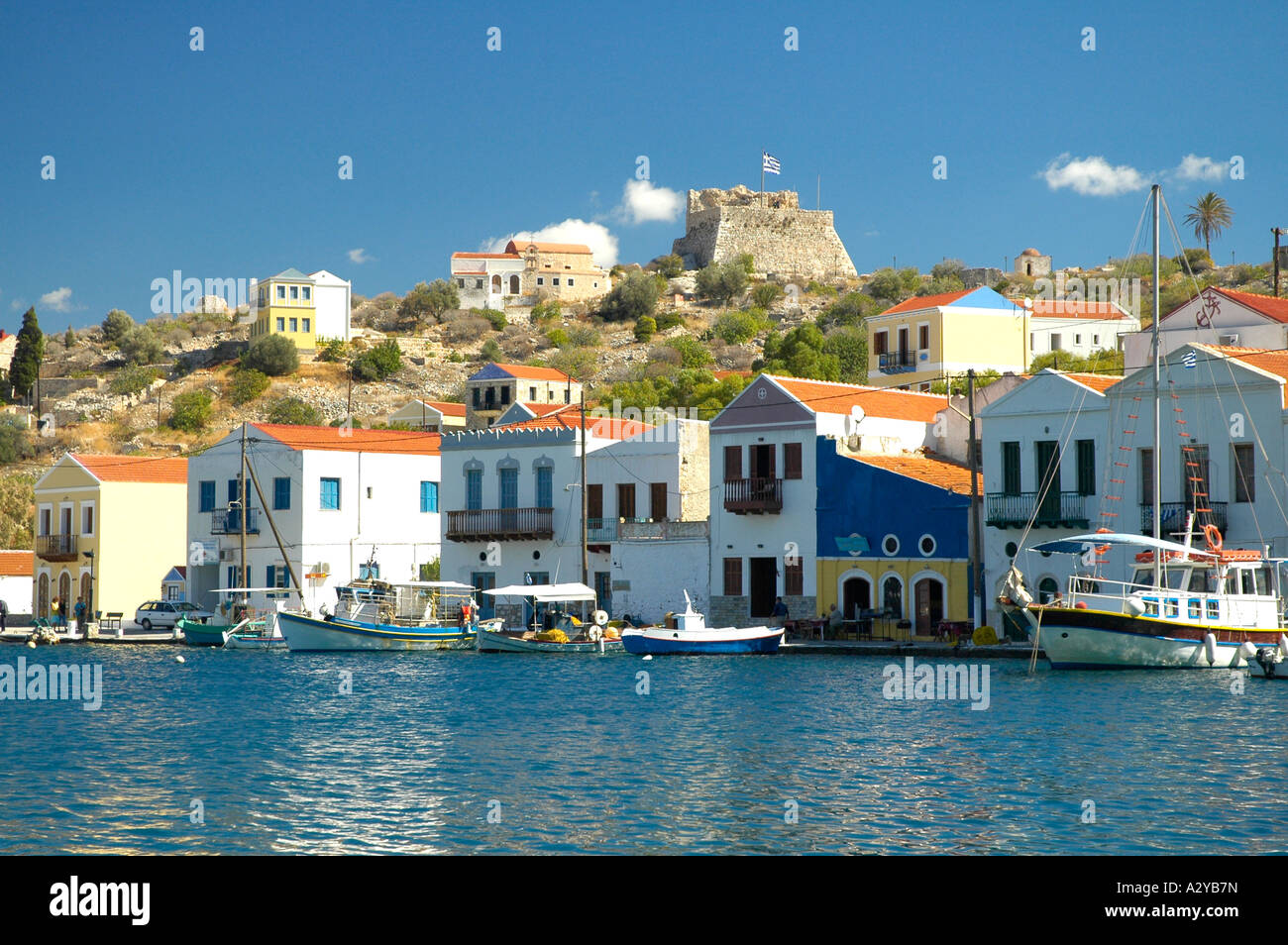 Kastellorizo harbour front Stock Photo - Alamy