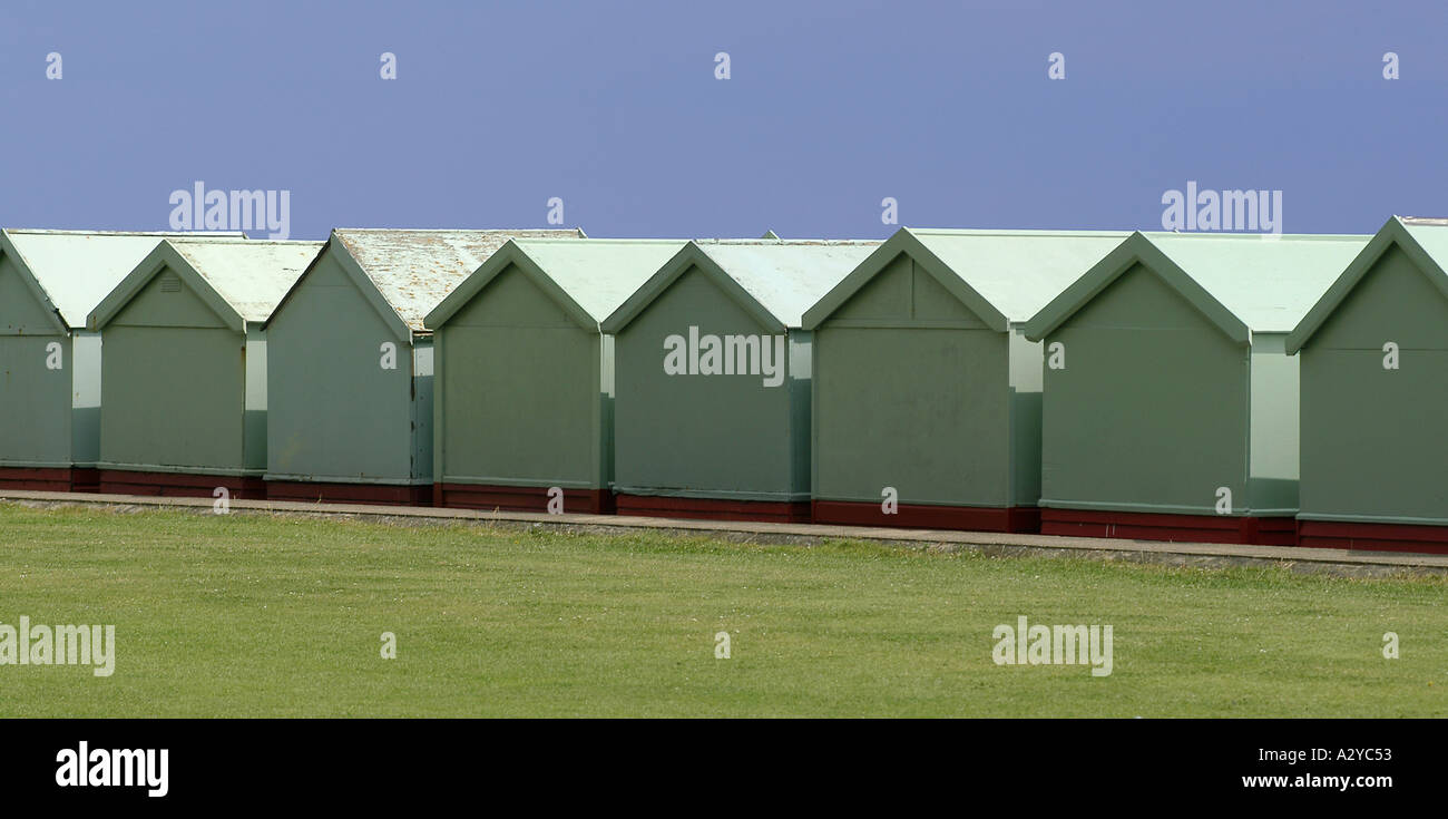 Rear view of a row of beach huts, Brighton, England Stock Photo