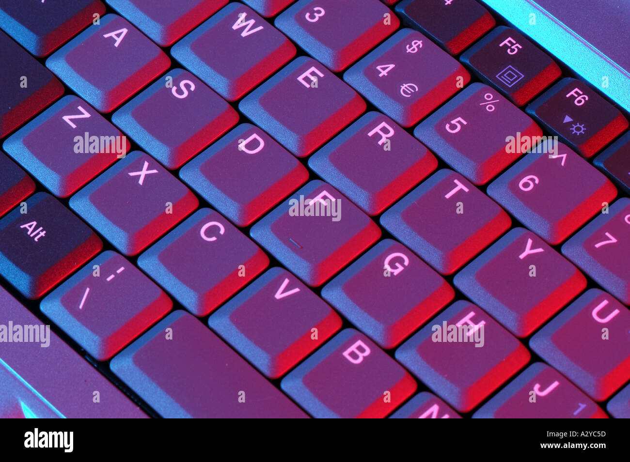 Centre of a computer keyboard, coloured Stock Photo