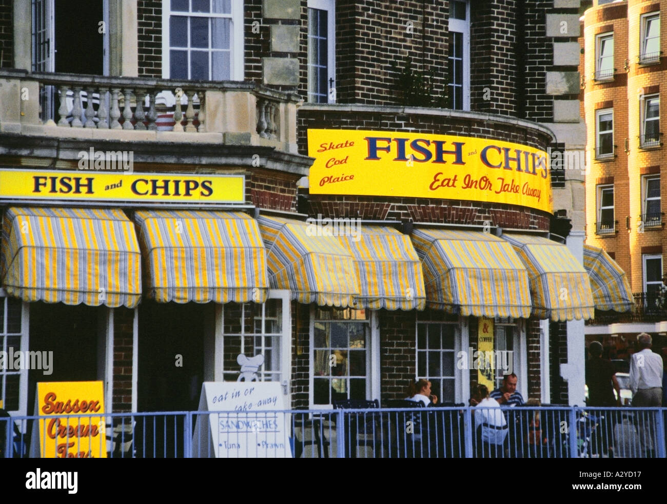 england south coast seaside resort of eastbourne fish and chip shop