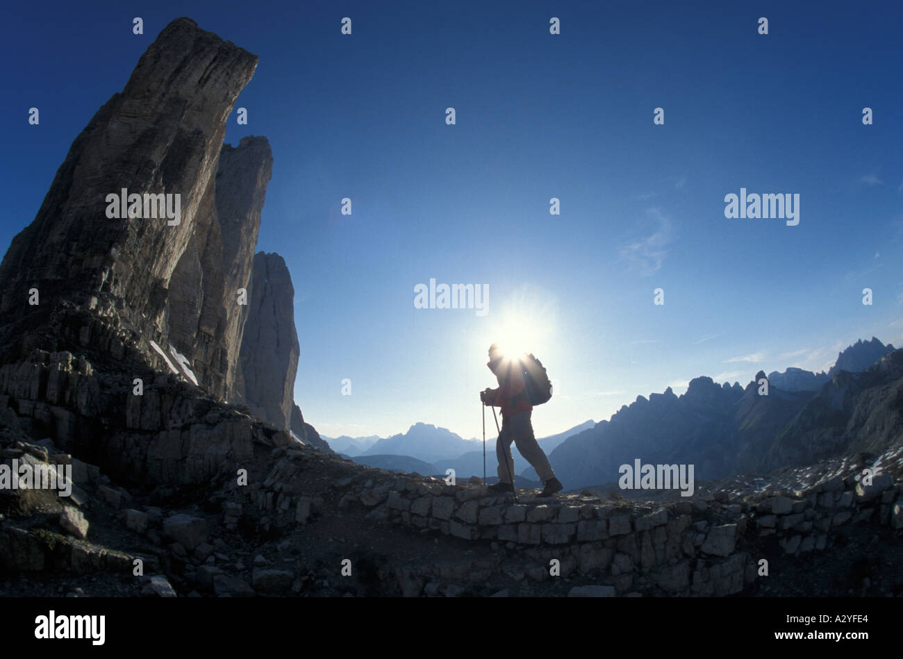 Hiking in the Dolomites, Italy Stock Photo - Alamy