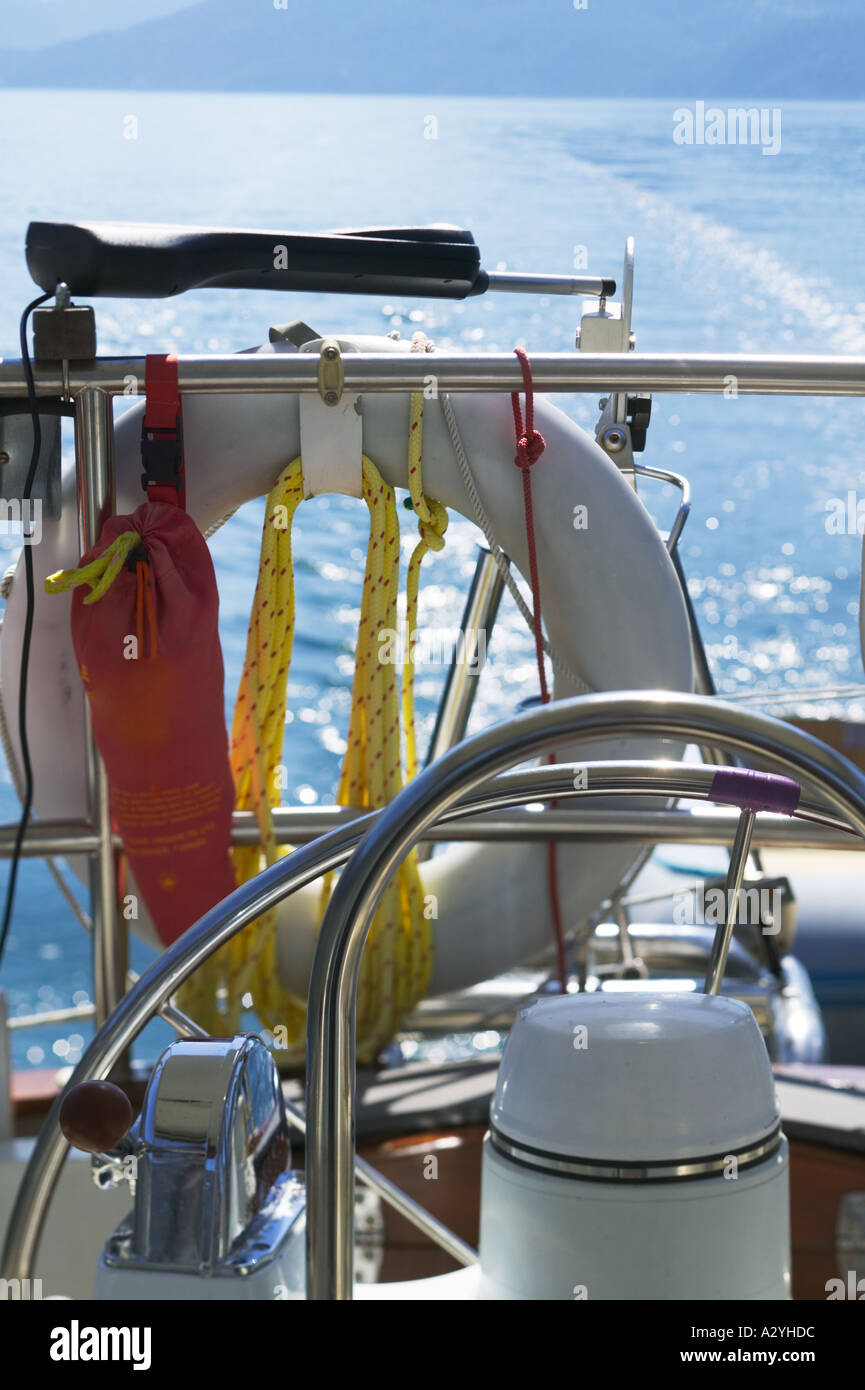 Sailboat autopilot and helm Stock Photo Alamy