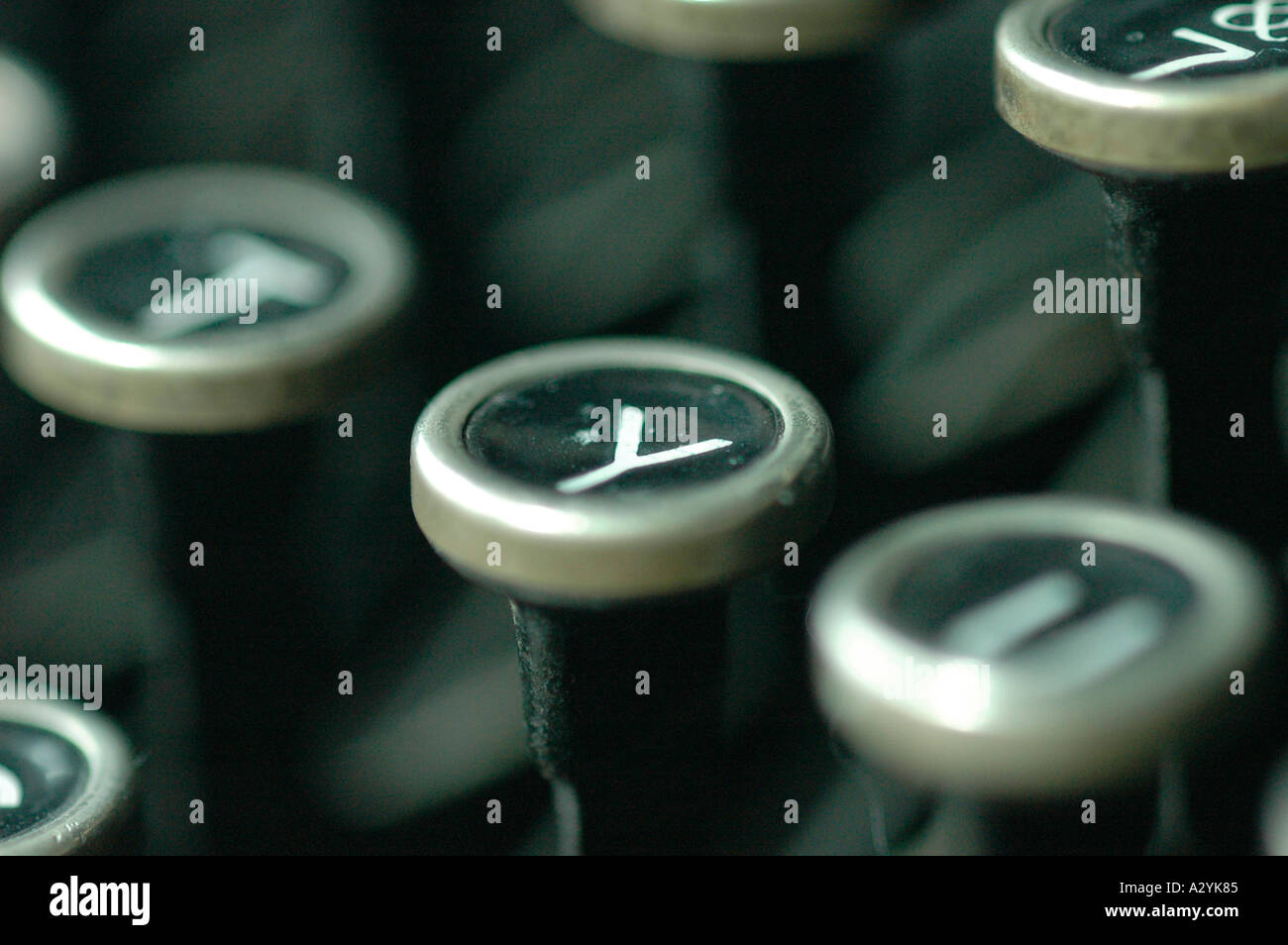 An Old manual typewriter with its working keyes with numbers and letters Y Stock Photo