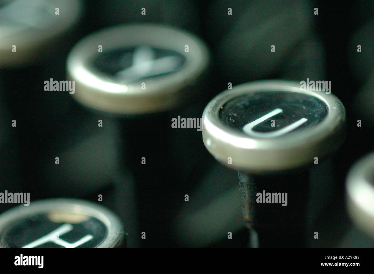 An Old manual typewriter with its working keyes with numbers and letters u Stock Photo