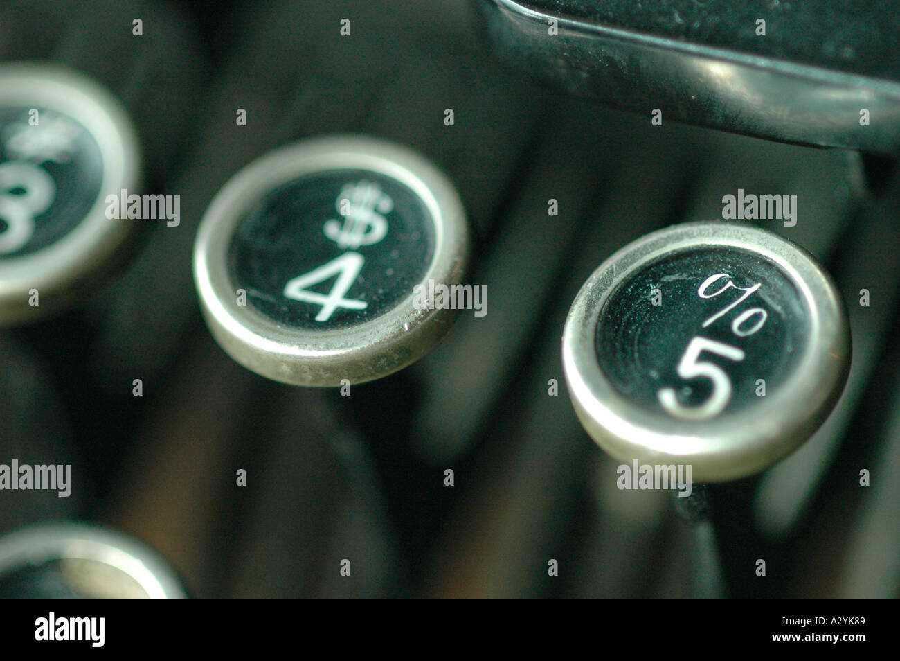 An Old manual typewriter with its working keyes with numbers and letters Money percentage 4 5 Stock Photo