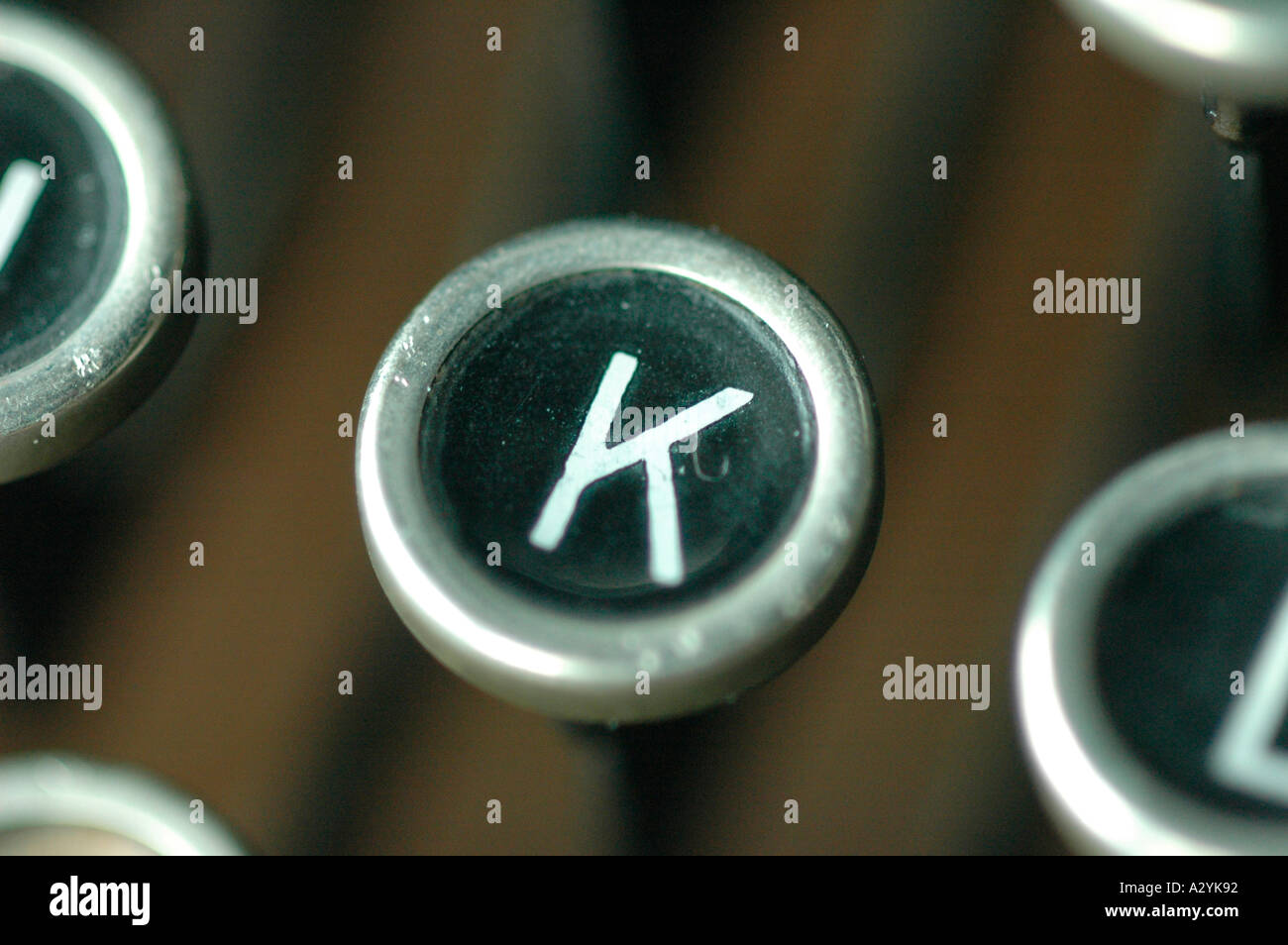An Old manual typewriter with its working keyes with numbers and letters K Stock Photo