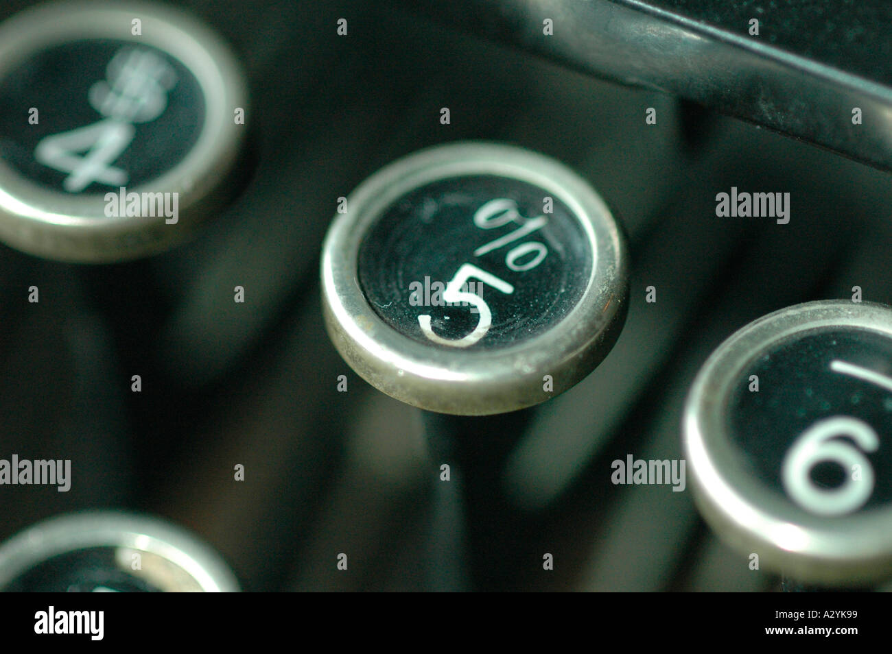 An Old manual typewriter with its working keyes with numbers and ...