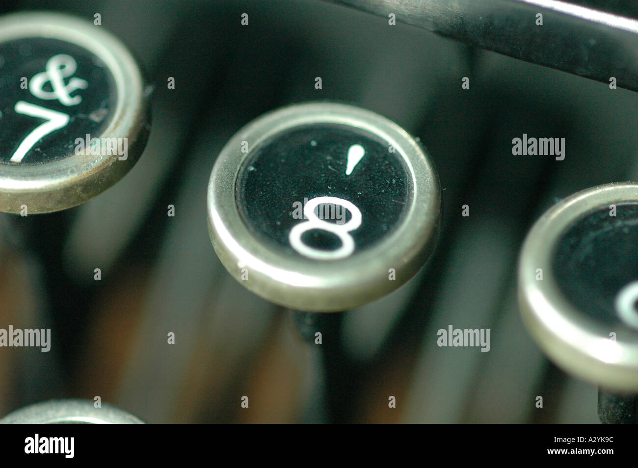 An Old manual typewriter with its working keyes with numbers and lettersl Stock Photo