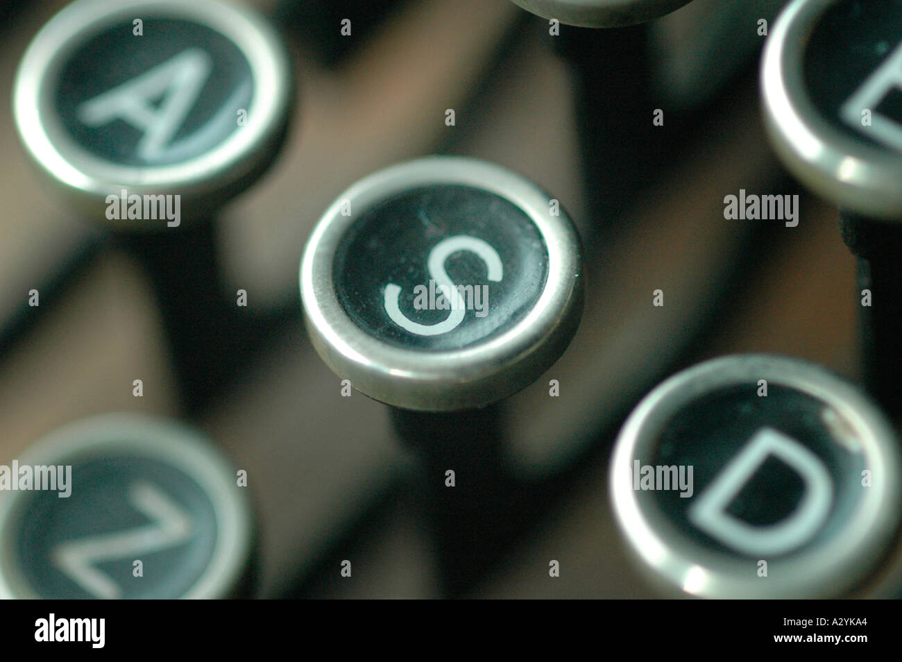 An Old manual typewriter with its working keys with numbers and lettersl Stock Photo