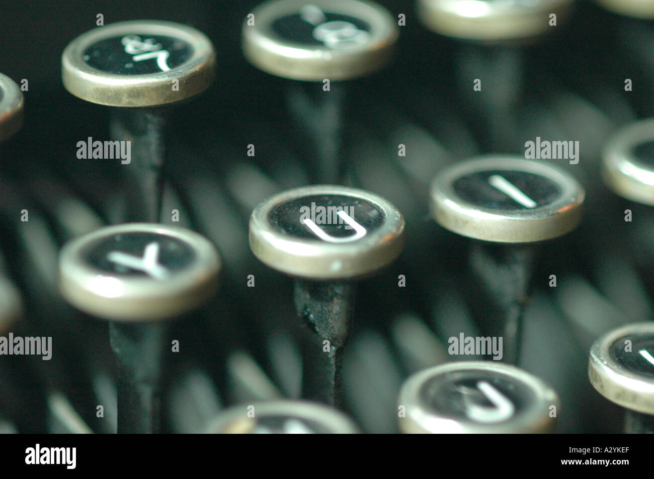 An Old manual typewriter with its working keys with numbers and ...