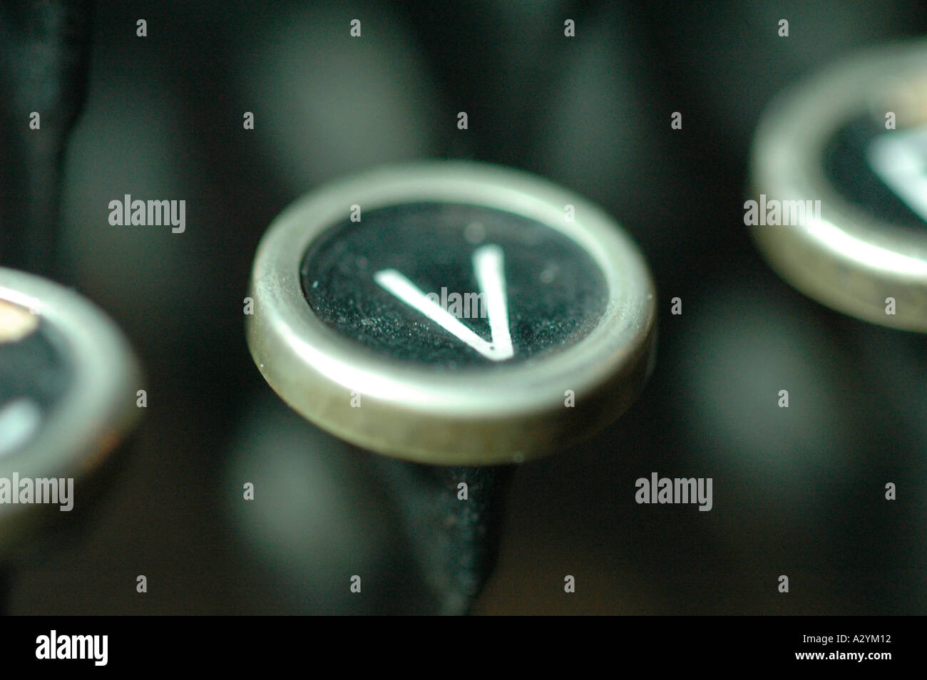 An Old manual typewriter with its working keyes with numbers and lettersl Stock Photo
