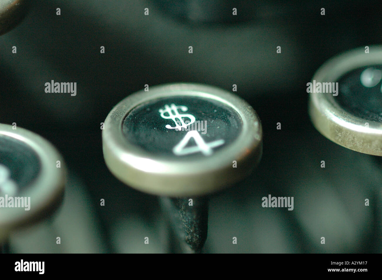 An Old manual typewriter with its working keys with numbers and letters 4 Dollars Stock Photo